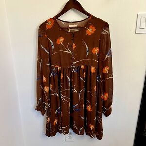 Urban Outfitters Floral Long Sleeve Mini Dress